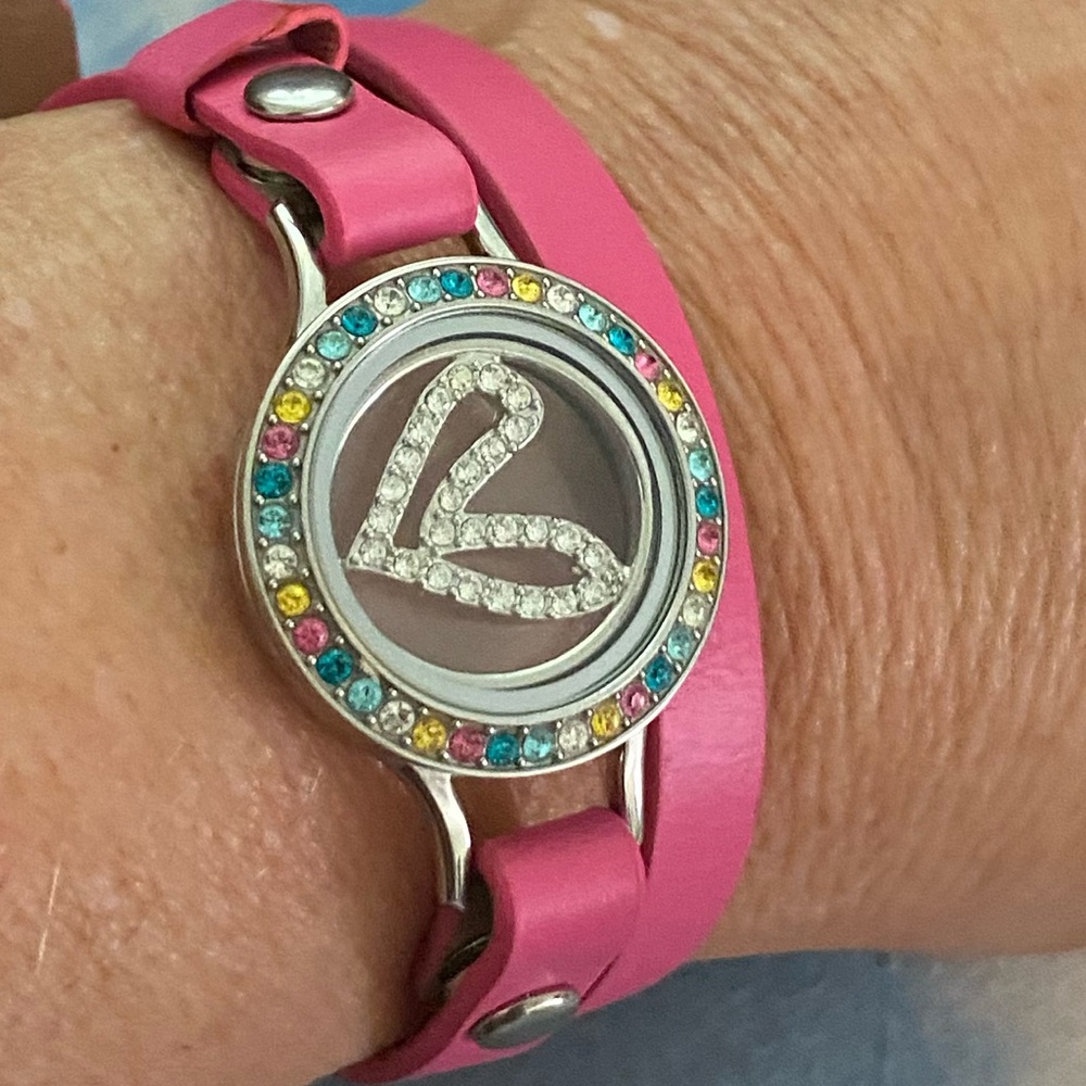 Origami owl genuine pink leather wrap